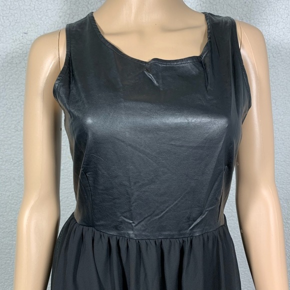 White Crow Women's M Faux Leather Bodice Maxi Dress - Picture 2 of 7